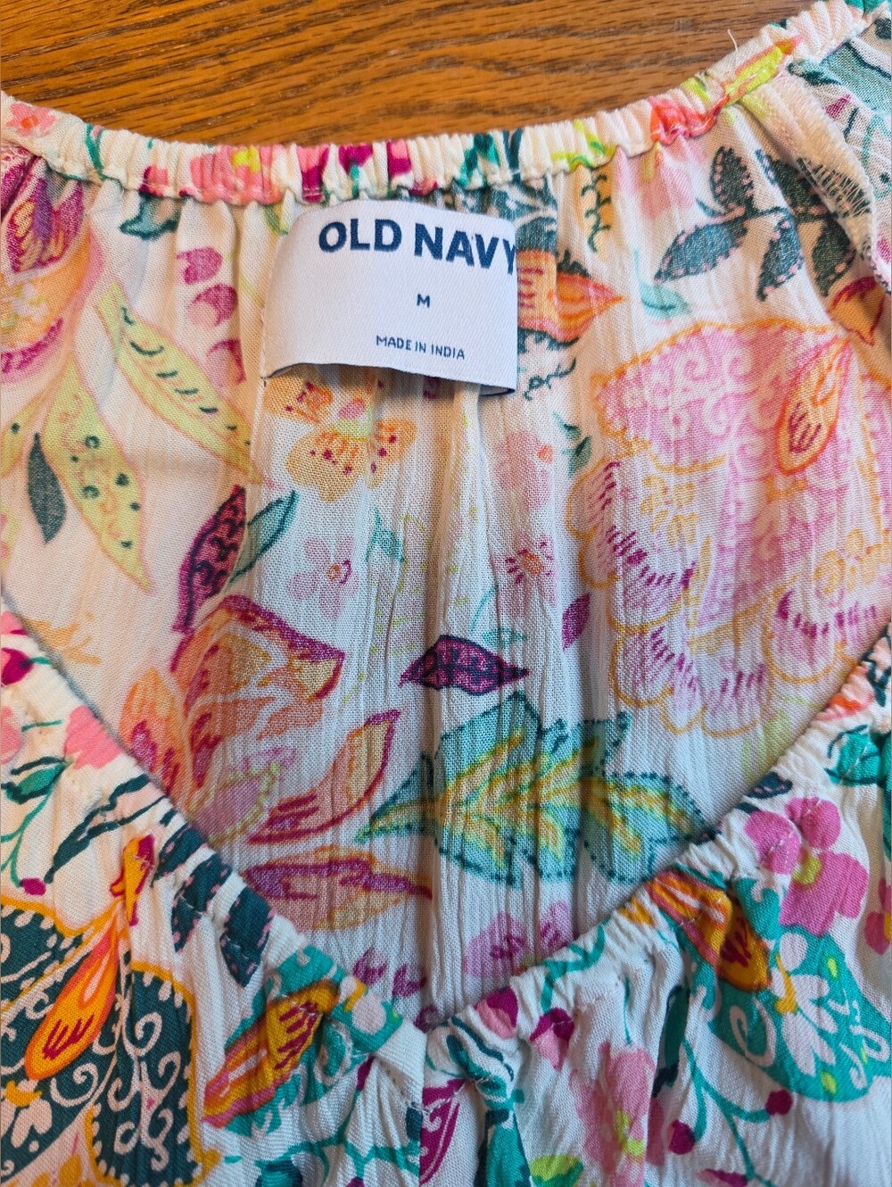 Old Navy Floral V-Neck Peasant Blouse Long Sleeve Boho Top Womens Size M - Picture 3 of 13
